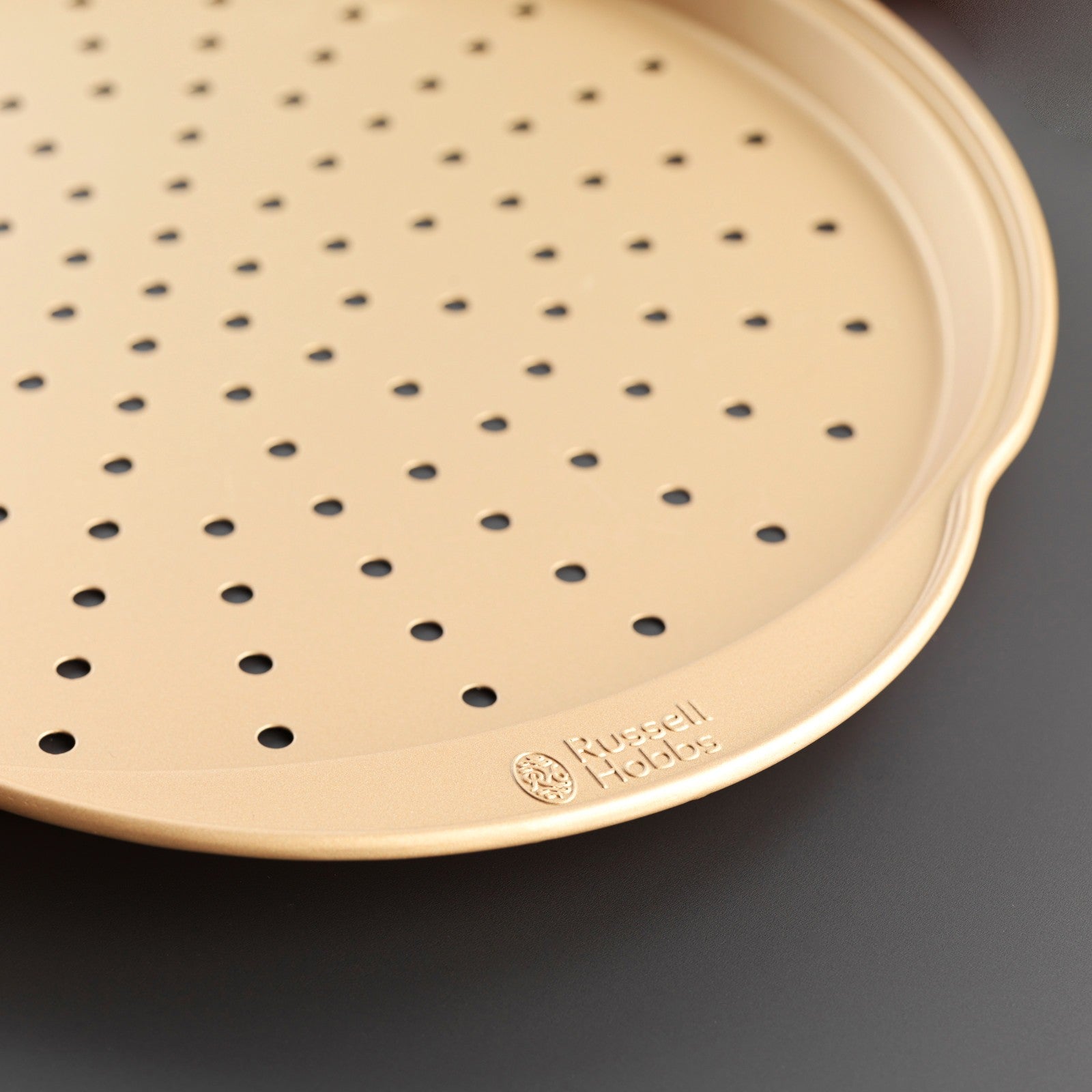 Russell Hobbs Set of 2 Opulence Non-Stick Pizza Pans, Carbon Steel, Gold