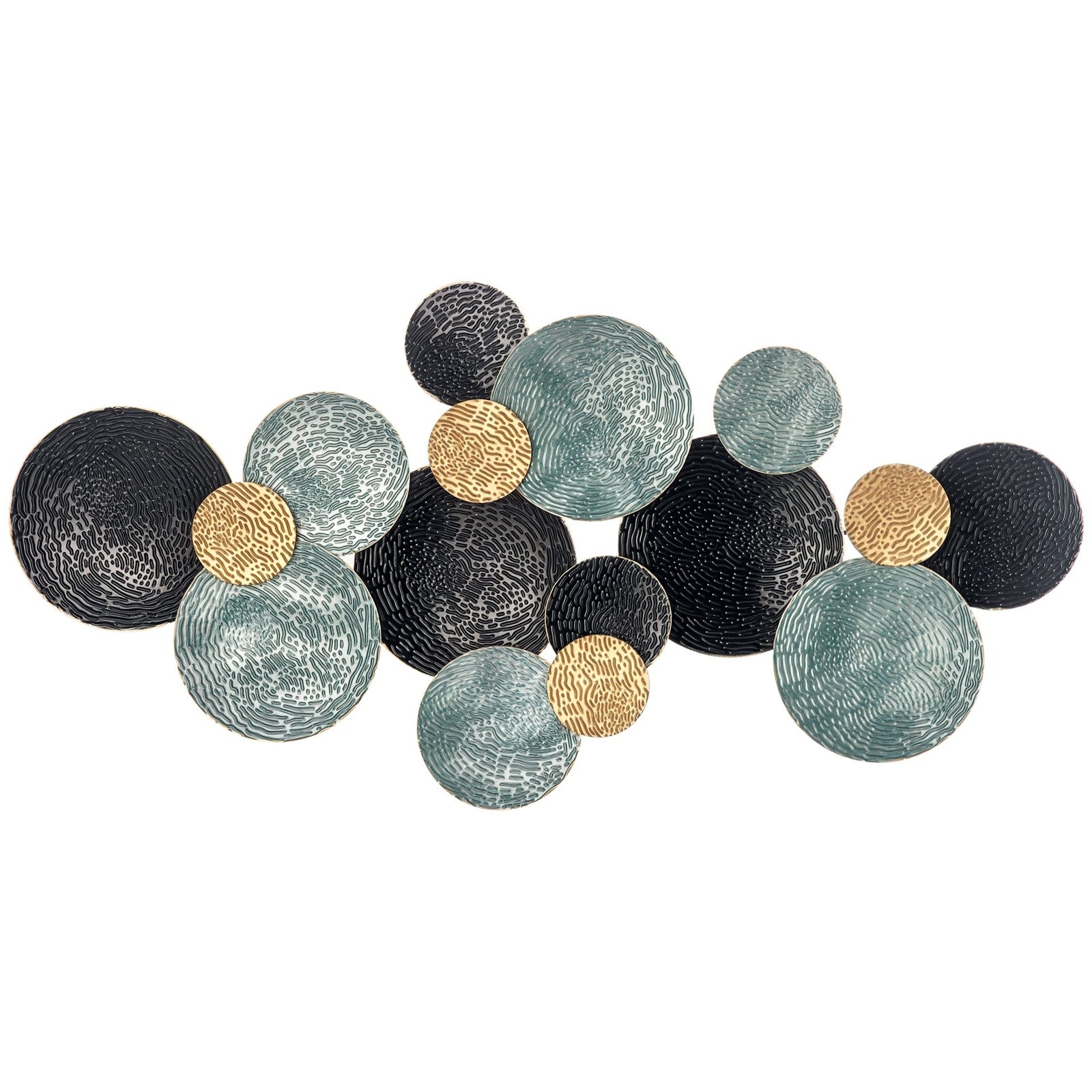 3D Metal Wall Art Modern Circle Hanging Wall Sculpture Blue Gold Home Decor