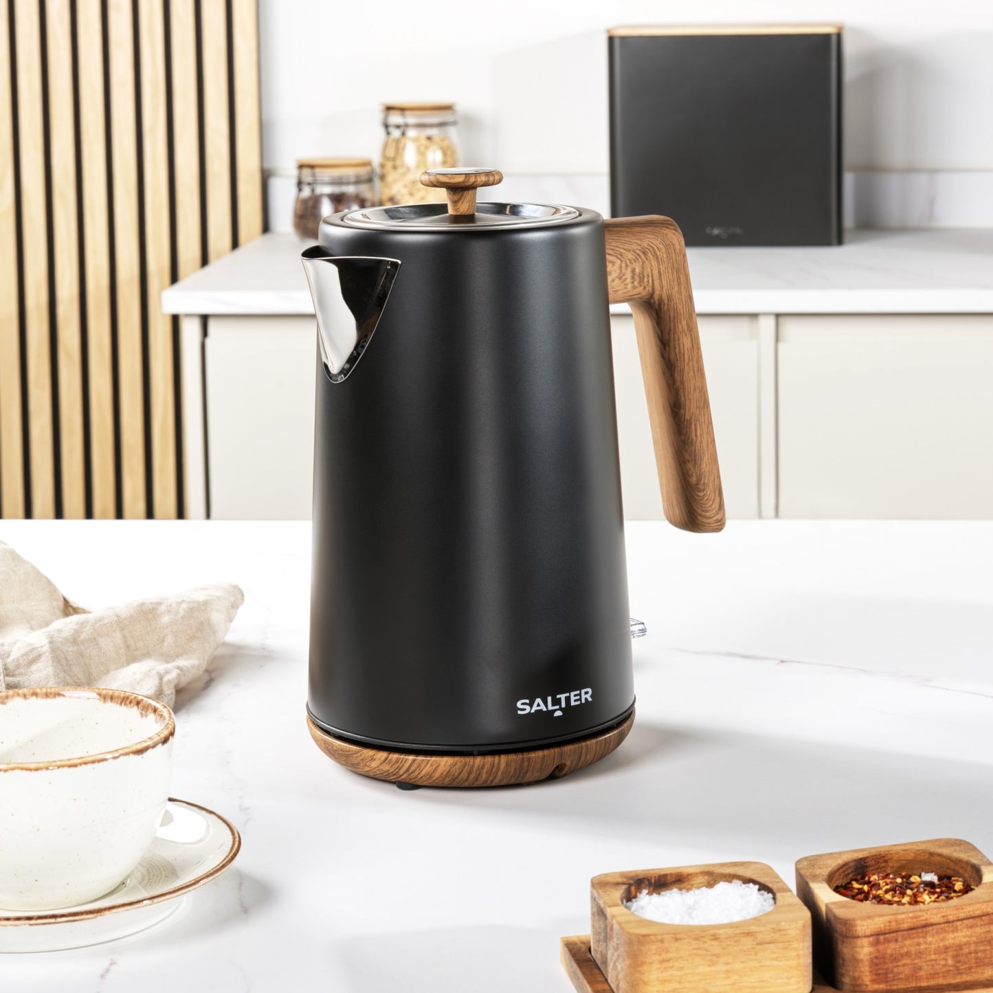 Salter Kettle & 4-Slice Toaster Set 1.7 L Fast Boil Wide Toasting Slots Black