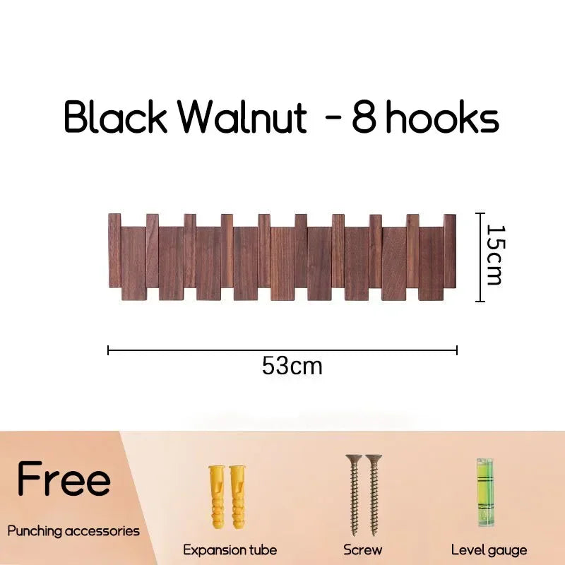 Natural Wood Wall Mounted Piano Coat Rack| Coat Rack Wall Mount| Flip down Wall Hook Rack 5 Hooks| Entryway Wall Art Hook,Made of Acacia Wood (Wood Wax Oil Dyed Walnut Color).Wall Art