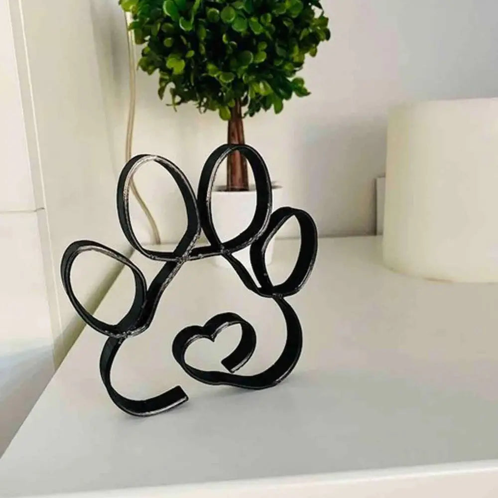 Dog Art Sculpture Metal Dog Abstract Minimalist Art Iron Figurines Office Desktop Accessories for Home Decoration Cute Miniature