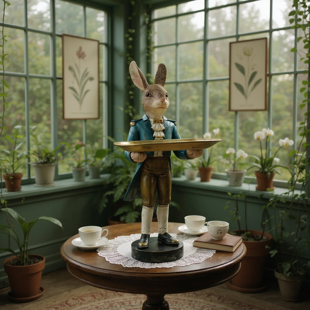 Rabbit Waiter Large 51Cm with Charming Sculpture for Home Living Room Stylish