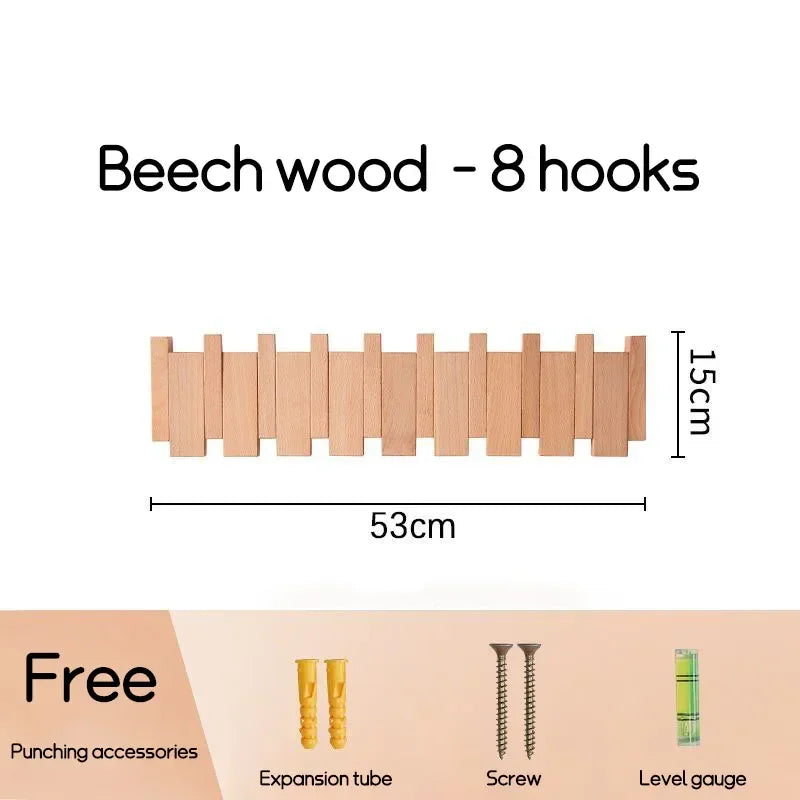 Natural Wood Wall Mounted Piano Coat Rack| Coat Rack Wall Mount| Flip down Wall Hook Rack 5 Hooks| Entryway Wall Art Hook,Made of Acacia Wood (Wood Wax Oil Dyed Walnut Color).Wall Art