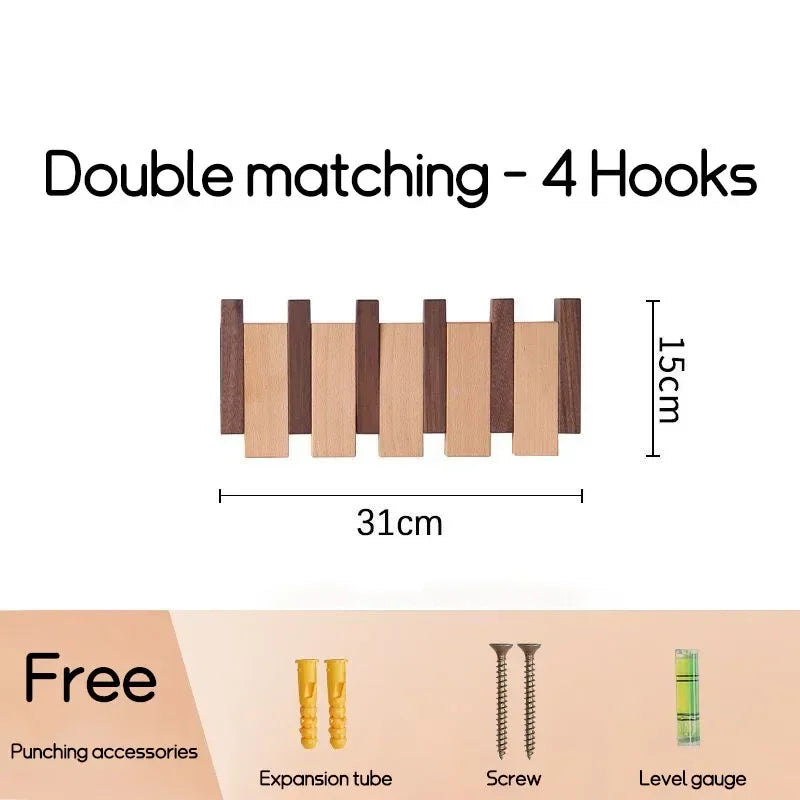 Natural Wood Wall Mounted Piano Coat Rack| Coat Rack Wall Mount| Flip down Wall Hook Rack 5 Hooks| Entryway Wall Art Hook,Made of Acacia Wood (Wood Wax Oil Dyed Walnut Color).Wall Art