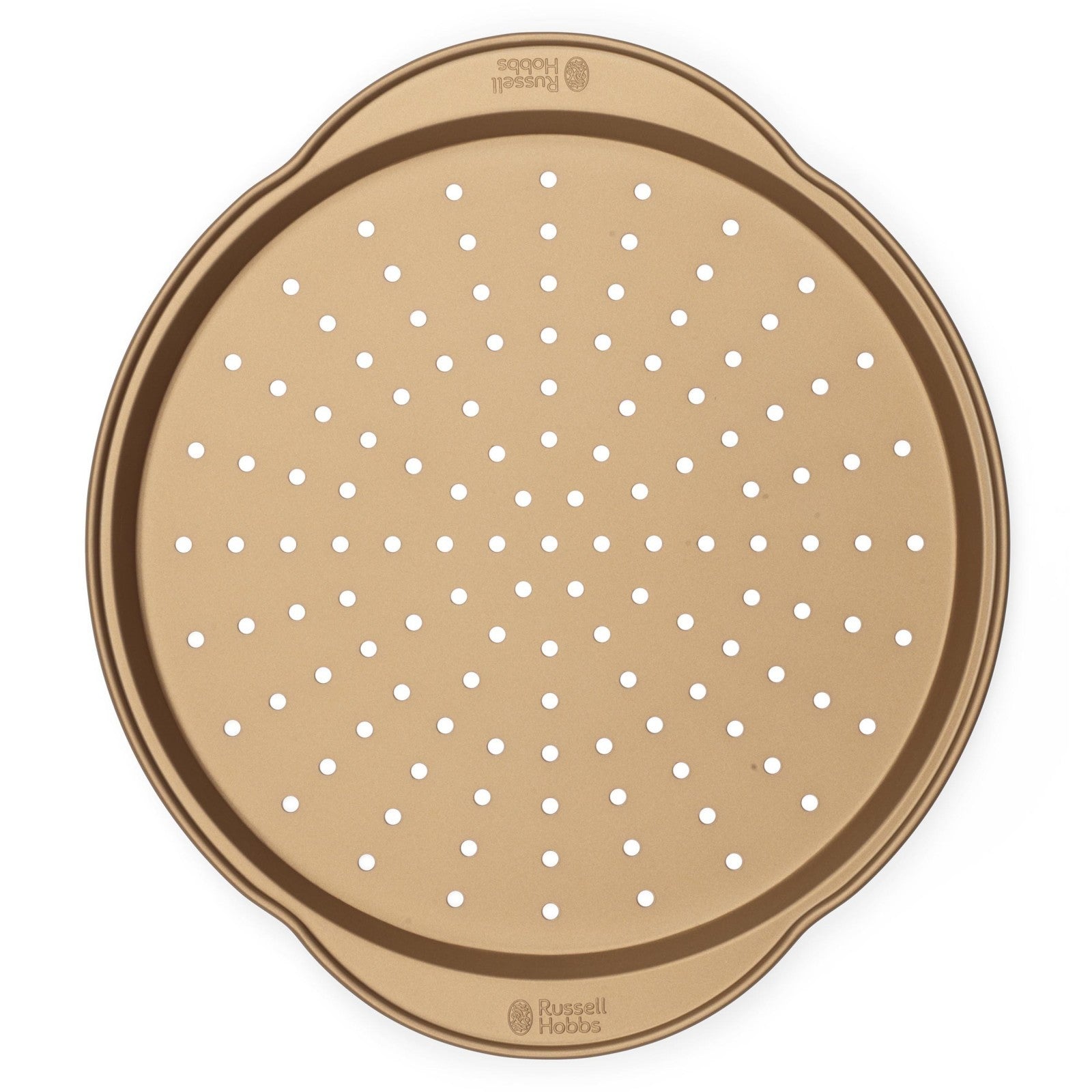 Russell Hobbs Set of 2 Opulence Non-Stick Pizza Pans, Carbon Steel, Gold