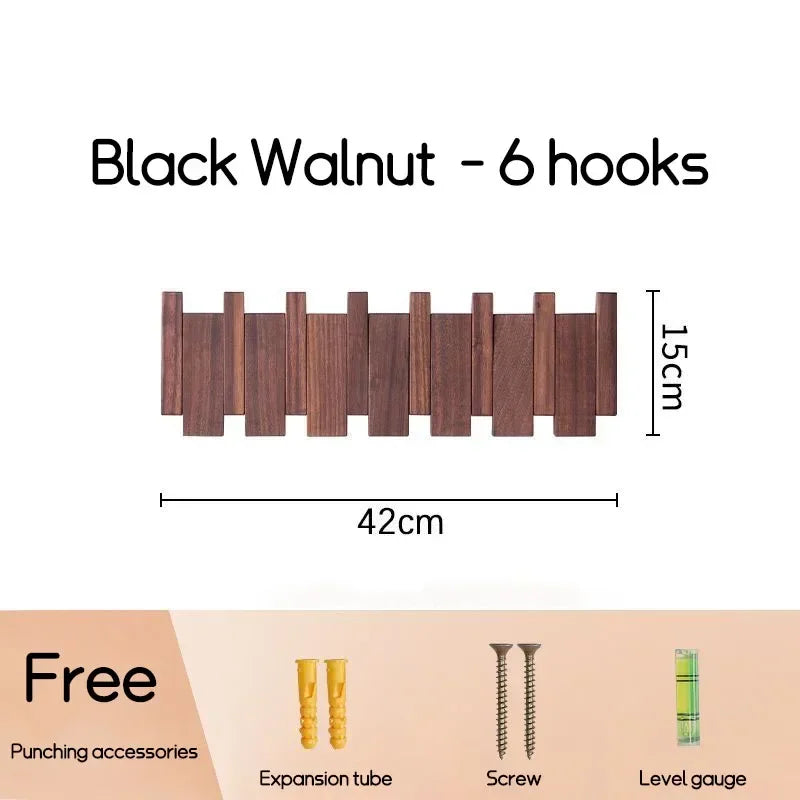 Natural Wood Wall Mounted Piano Coat Rack| Coat Rack Wall Mount| Flip down Wall Hook Rack 5 Hooks| Entryway Wall Art Hook,Made of Acacia Wood (Wood Wax Oil Dyed Walnut Color).Wall Art