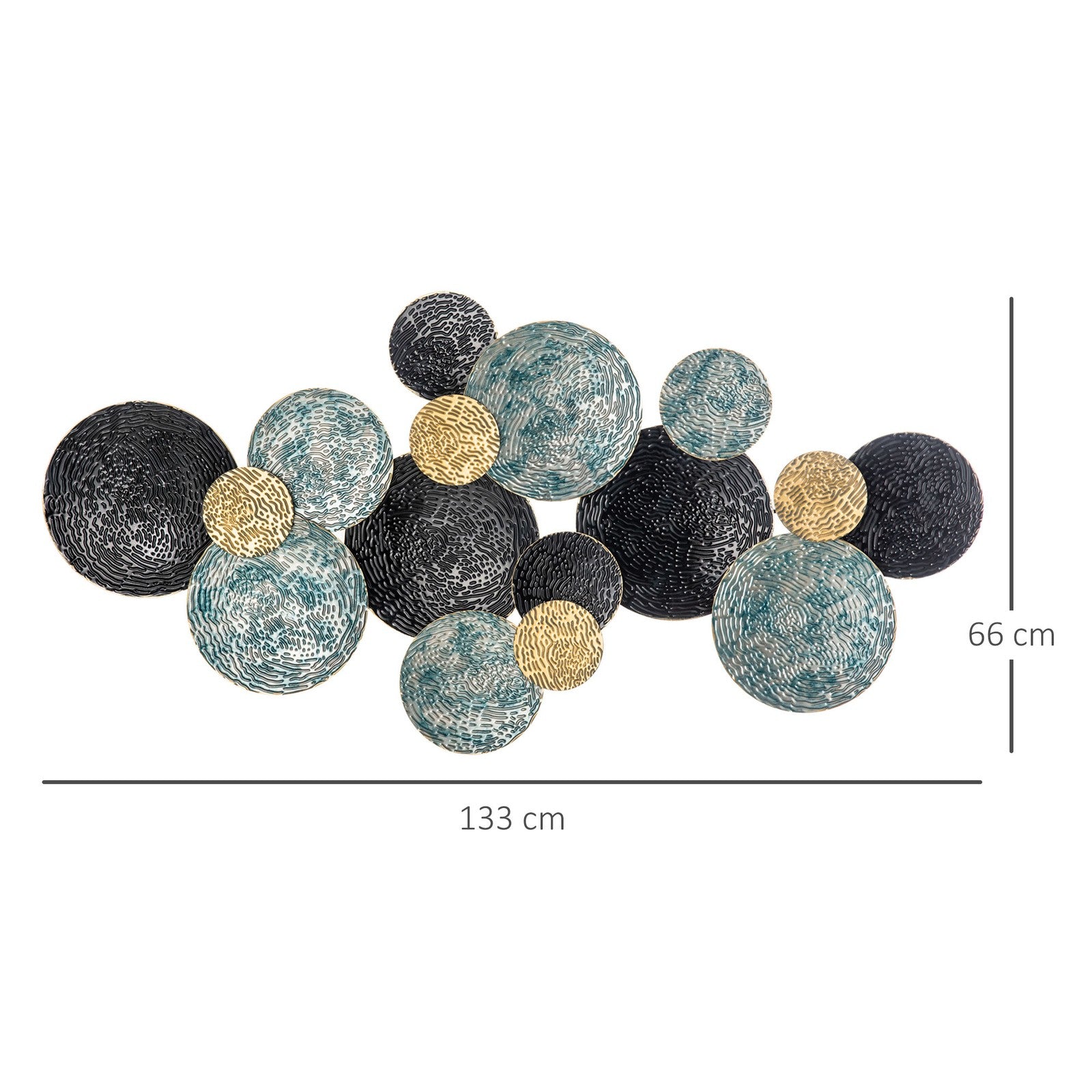3D Metal Wall Art Modern Circle Hanging Wall Sculpture Blue Gold Home Decor