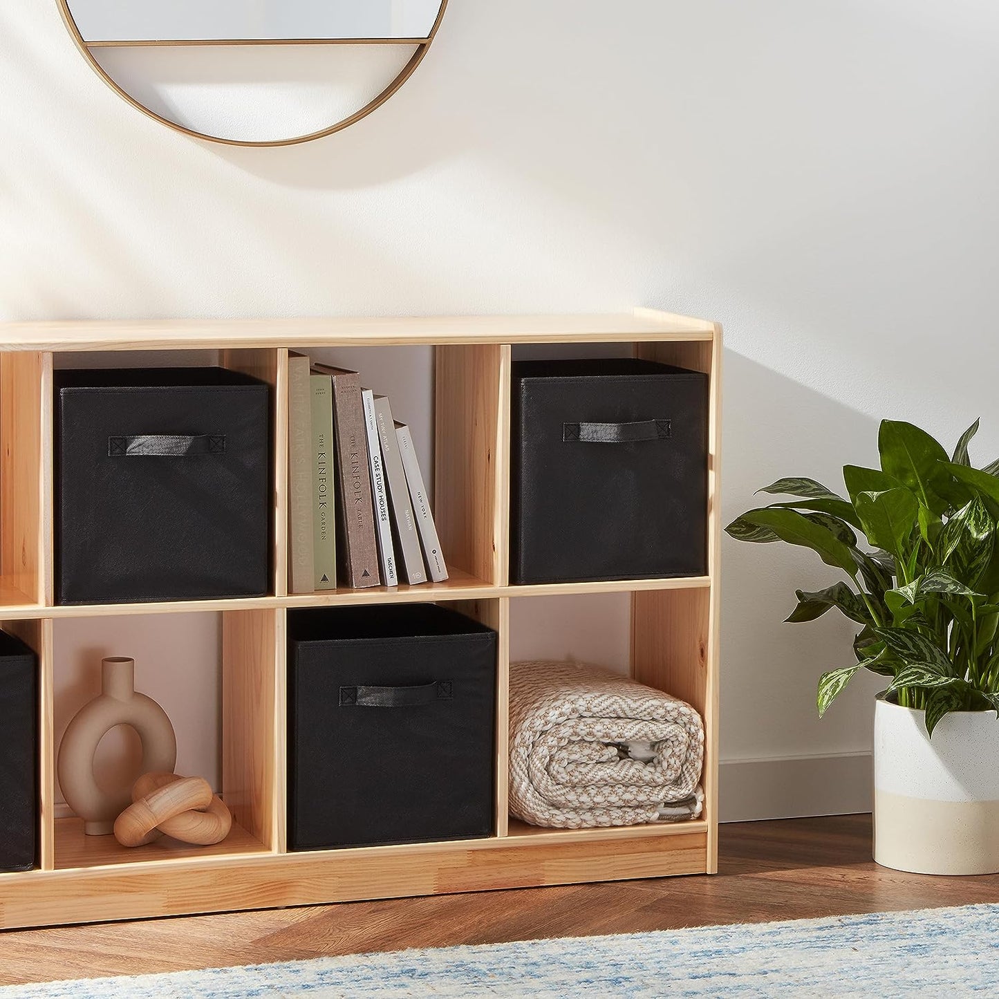Collapsible Fabric Storage Cube/Organiser with Handles, Pack of 6, Solid Black, 26.6 X 26.6 X 27.9 Cm