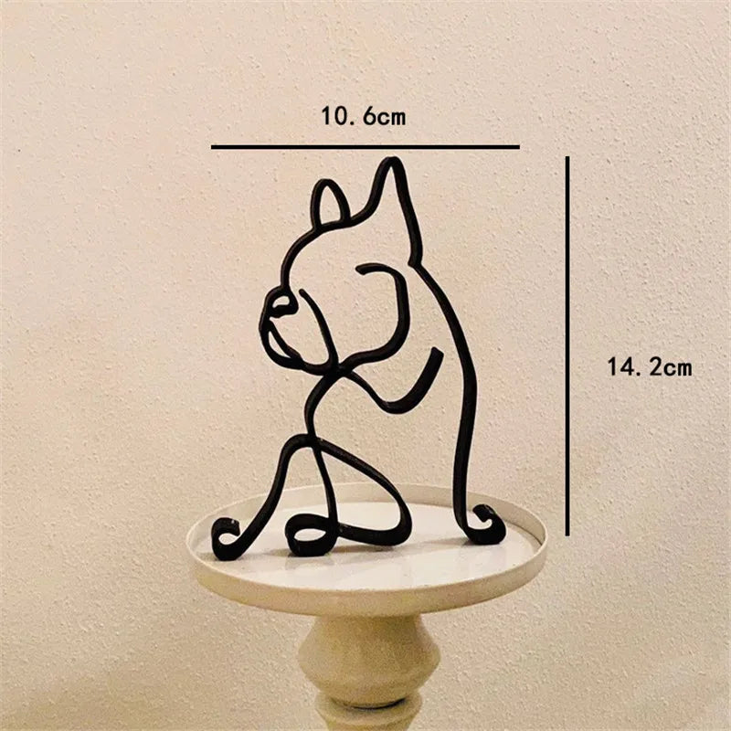 Dog Art Sculpture Metal Dog Abstract Minimalist Art Iron Figurines Office Desktop Accessories for Home Decoration Cute Miniature