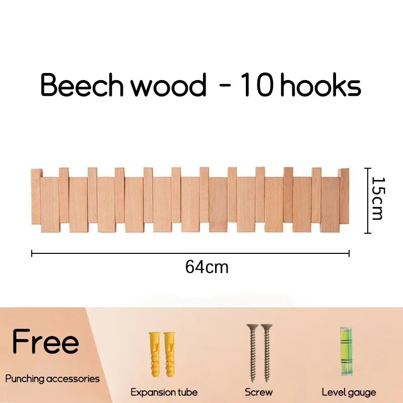 Natural Wood Wall Mounted Piano Coat Rack| Coat Rack Wall Mount| Flip down Wall Hook Rack 5 Hooks| Entryway Wall Art Hook,Made of Acacia Wood (Wood Wax Oil Dyed Walnut Color).Wall Art