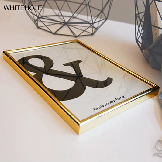 Picture Frame Metal Golden Photo Frame Classic Minimalist Desktop Decor 9X13 13X18 21X30Cm Pleixglass inside Certificate Frame